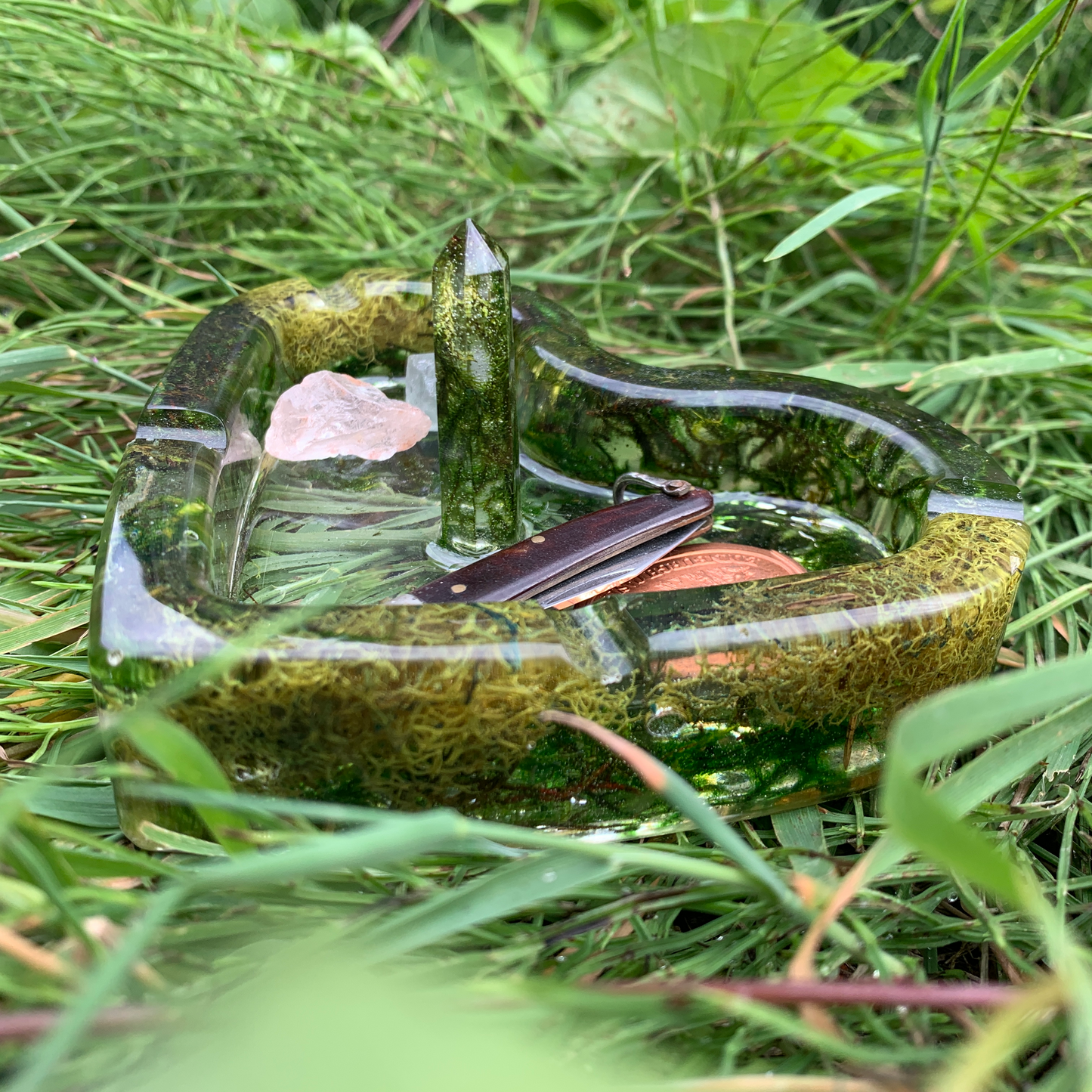 LivTray with Crystal Ring Holder - Mossy Heart