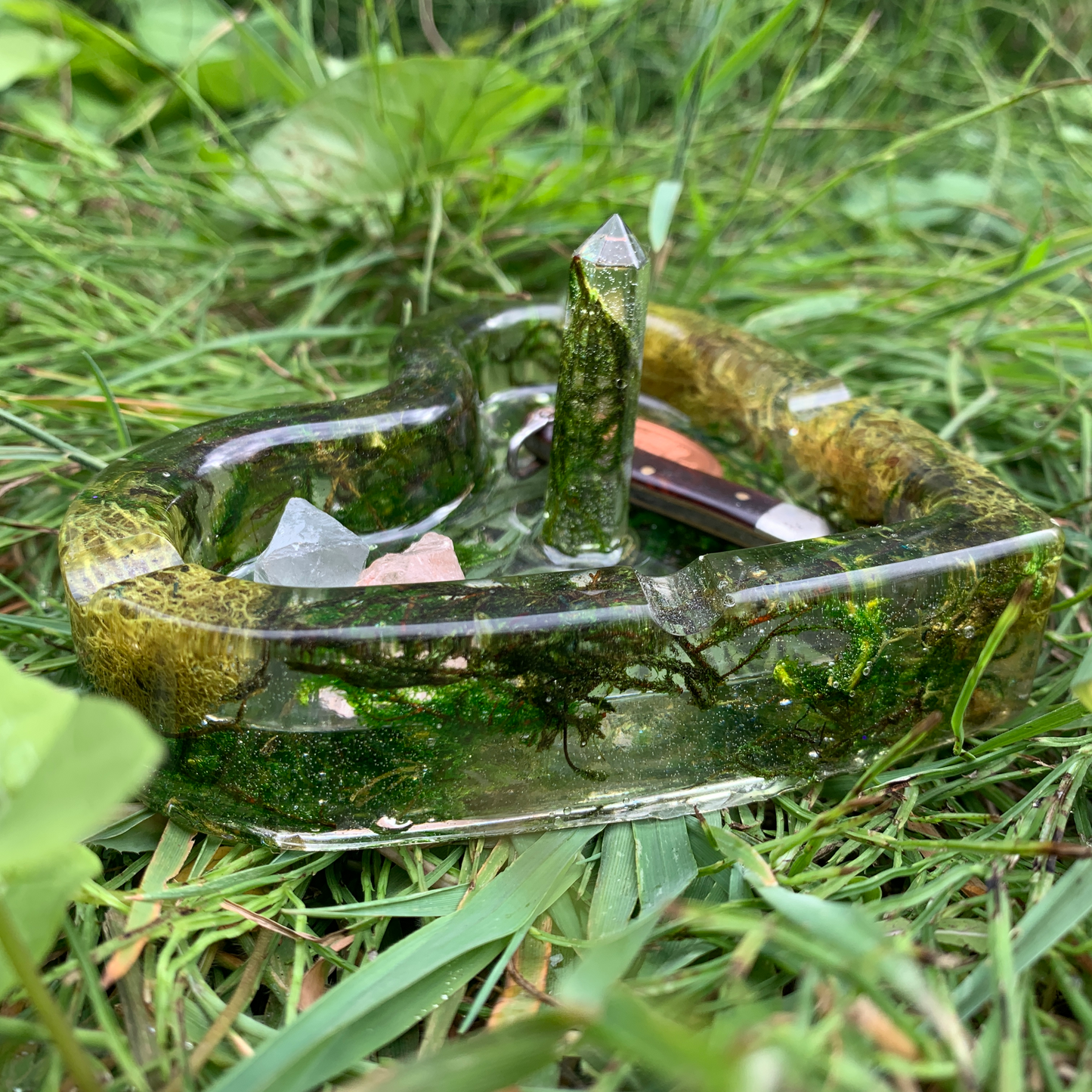LivTray with Crystal Ring Holder - Mossy Heart