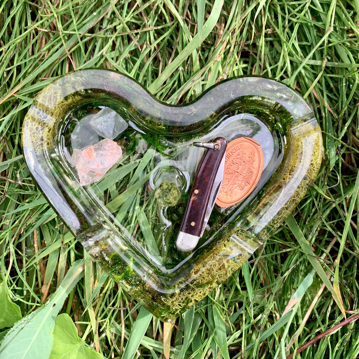 LivTray with Crystal Ring Holder - Mossy Heart